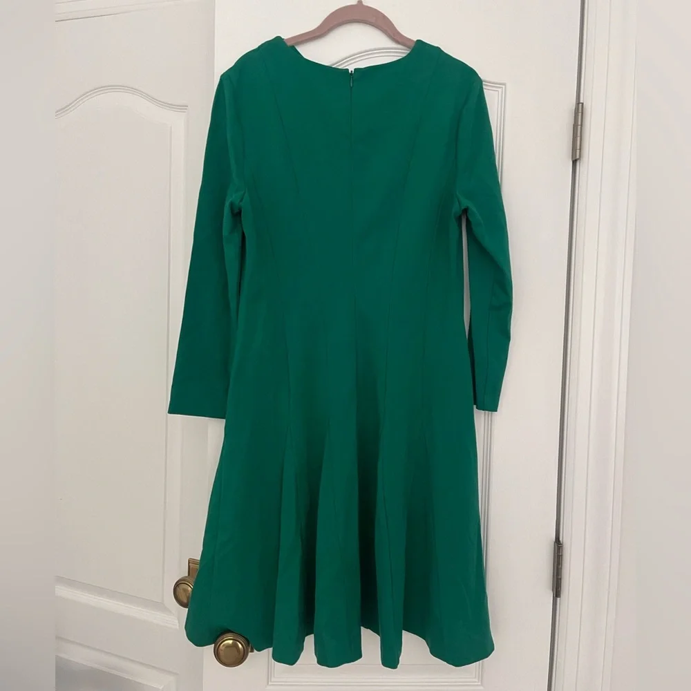 Lauren Ralph Lauren Kelly Green Fit Flare Jersey Dress 3/4 Sleeve Sz 12